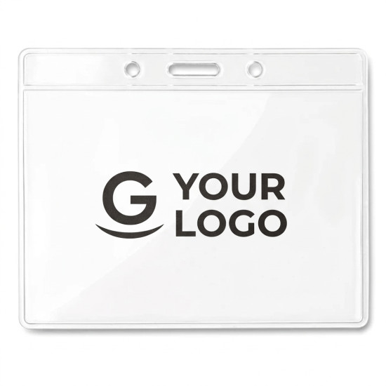 Porta badge trasparente personalizzabile 10x8 cm resistente e flessibile