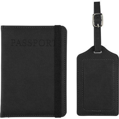 Porta passaporto ed etichetta bagagli in PU riciclato Zani