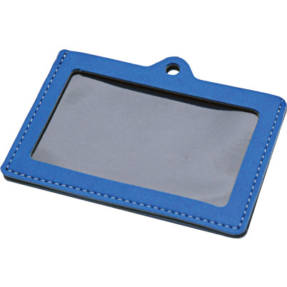 Portabadge in vivella bicolore con finestra in PVC e cuciture perimetrali color ecrÃ¢âÅÃ¢â¢Â£.