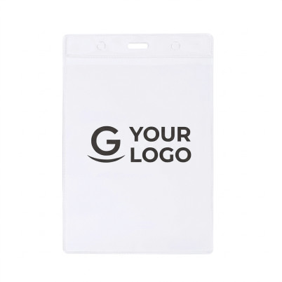 Portabadge verticale personalizzabile in PVC con perforazioni rinforzate