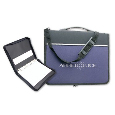 Portablocco personalizzabile bicolore blu e nero con tracolla ergonomica