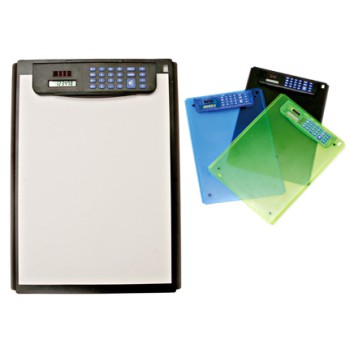 Portablocco in plastica trasparente con calcolatrice ed euroconvertitore. Confezione in scatoletta.