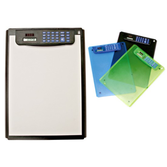 Portablocco in plastica trasparente con calcolatrice ed euroconvertitore. Confezione in scatoletta.