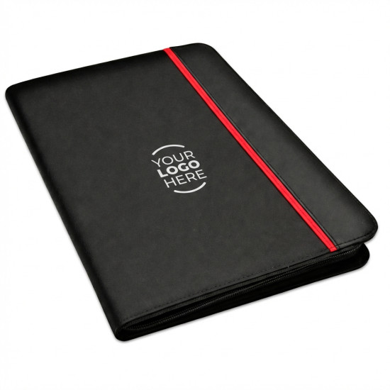 Portablocco personalizzabile tessuto con calcolatrice integrata e doppia tasca