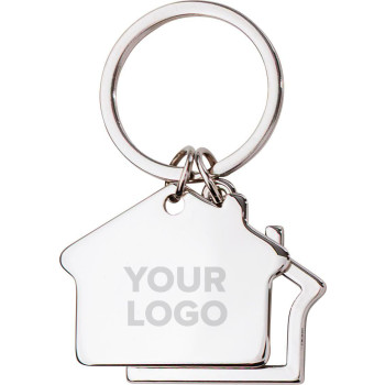 Portachiavi a forma di casa, in lega di zinco Amaro