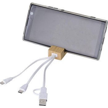 Portachiavi con cavi per la ricarica in bambù Sutton