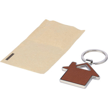 Portachiave in Pelle Personalizzati con Logo - Portachiavi in pelle riciclata a forma di casa Jim