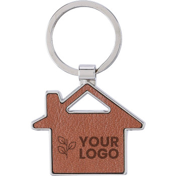 Portachiave in Pelle Personalizzati con Logo - Portachiavi in pelle riciclata a forma di casa Jim