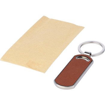 Portachiave in Pelle Personalizzati con Logo - Portachiavi in pelle riciclata a forma ovale Jill