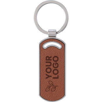 Portachiave in Pelle Personalizzati con Logo - Portachiavi in pelle riciclata a forma ovale Jill