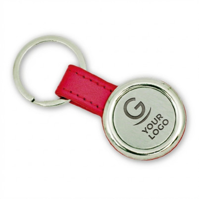 Portachiavi personalizzabile in metallo cromato satinato con inserti PU