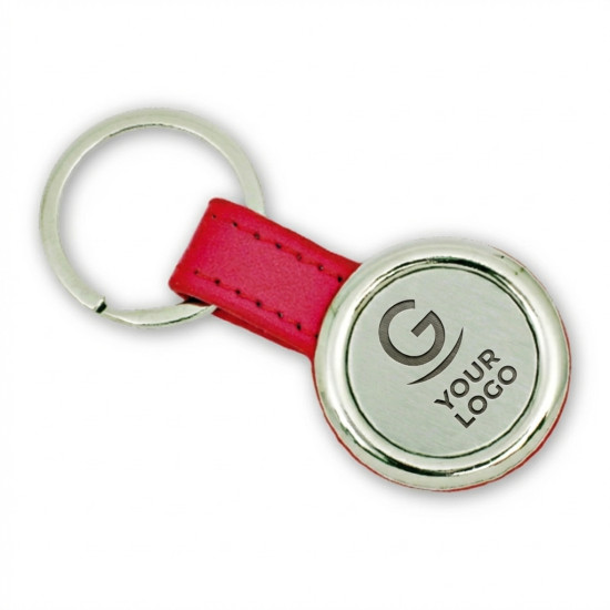 Portachiavi personalizzabile in metallo cromato satinato con inserti PU