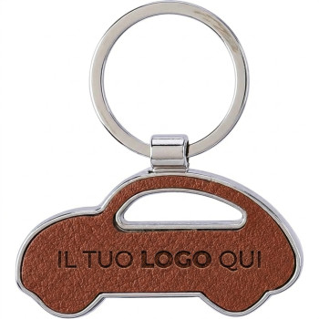Portachiave in Pelle Personalizzati con Logo - Portachiavi personalizzabile in pelle riciclata Impression con anello metallico
