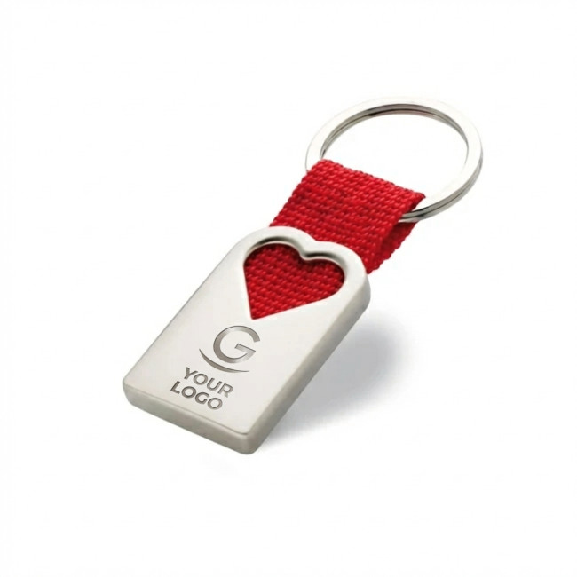 Portachiavi personalizzabile metallo satinato fascetta cuore con confezione regalo