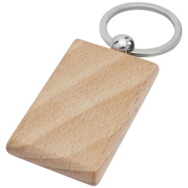 Portachiavi personalizzato con logo - gadget portachiavi aziendale - Portachiavi rettangolare Gian in legno di faggio