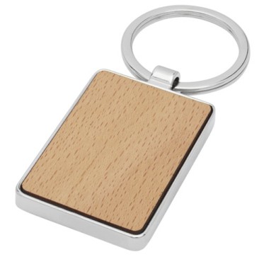 Portachiavi personalizzato con logo - gadget portachiavi aziendale - Portachiavi rettangolare Mauro in legno di faggio