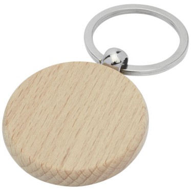 Portachiavi personalizzato con logo - gadget portachiavi aziendale - Portachiavi rotondo Giovanni in legno di faggio
