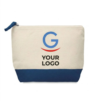 beauty case personalizzati​ - Portacosmetici personalizzabile cotone resistente con chiusura a cerniera colore coordinato