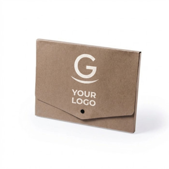 Portadocumenti personalizzabile in cartone riciclato con chiusura a scatto