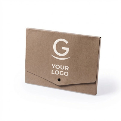 Portadocumenti personalizzabile in cartone riciclato con chiusura a scatto