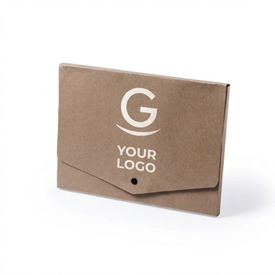 Portadocumenti personalizzabile in cartone riciclato con chiusura a scatto