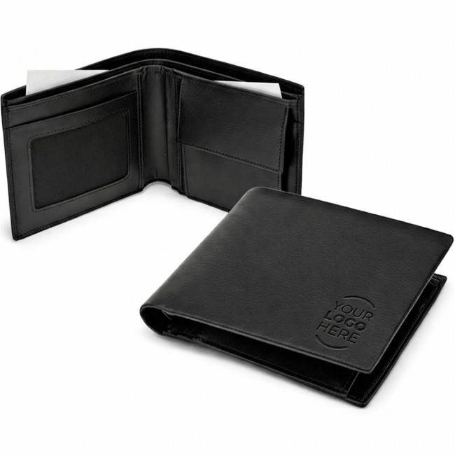 Portafoglio personalizzabile nero in pelle pieno fiore chiusura bottone