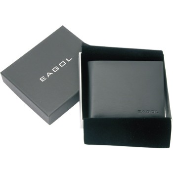 Portafolgio oni pelle nera a taglio vivo