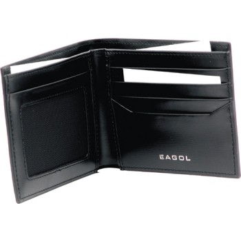 Portafolgio oni pelle nera a taglio vivo