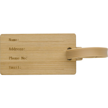 Etichette bagaglio personalizzate con logo - Portanome per bagaglio in bambù Shawn