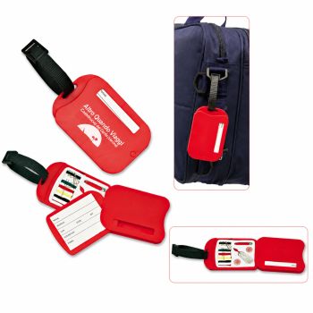 Gadget economici personalizzati con logo - Portanome personalizzato rosso con set da cucito integrato