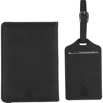 Accessorio da viaggio personalizzato - Portapassaporto e etichetta per bagagli in PU riciclato Zani
