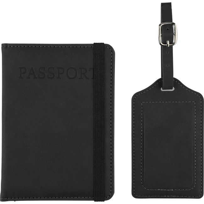 Accessorio da viaggio personalizzato - Portapassaporto e etichetta per bagagli in PU riciclato Zani