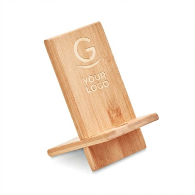 Portatelefono personalizzabile in bamboo naturale con design compatto