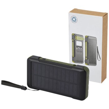 Power bank personalizzato con logo - Power bank a dinamo solare in plastica riciclata RCS da 10.000 mAh Soldy 