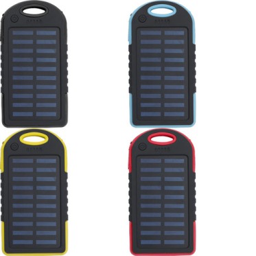 Power bank personalizzato con logo - Power Bank solare in ABS gommato, 4.000 mAh