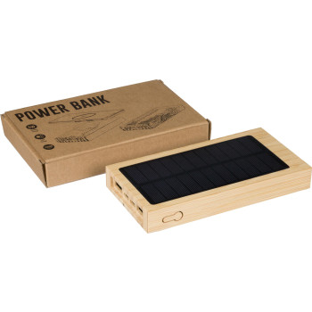 Power Bank Personalizzati con Logo - Power bank solare in bambù Elz