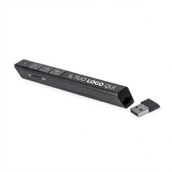 Puntatori laser personalizzati con logo - Puntatore laser personalizzabile USB con pulsanti laterali per presentazioni