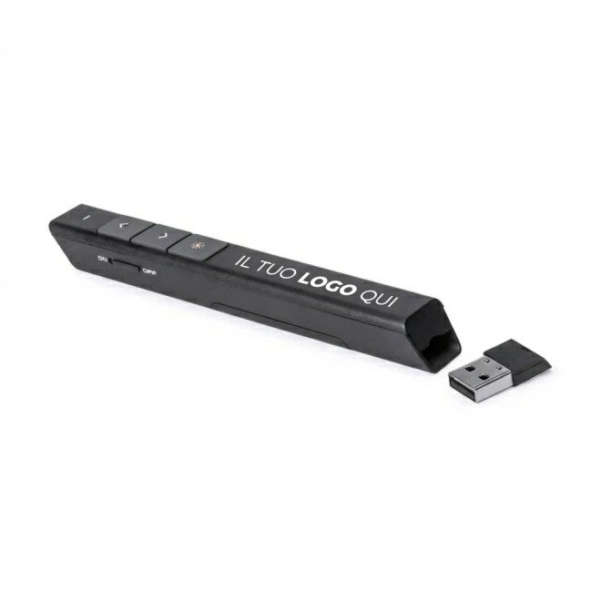 Puntatori laser personalizzati con logo - Puntatore laser personalizzabile USB con pulsanti laterali per presentazioni