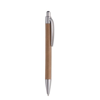 Penna economica personalizzata con logo - PUSHTON - Penna a sfera con fusto in car