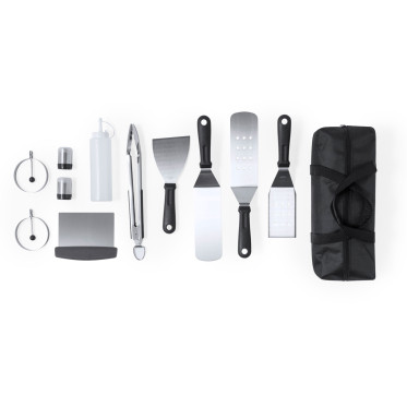Set barbecue personalizzabile acciaio inox 11 utensili con borsa pratica