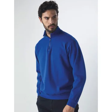 Felpa a mezza zip personalizzabile in cotone riciclato