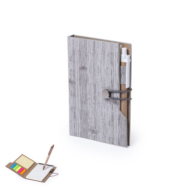 Block notes personalizzabile similpelle effetto legno con penna in cartone riciclato