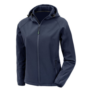 Recycled 3-layer printable womens hooded softshell
