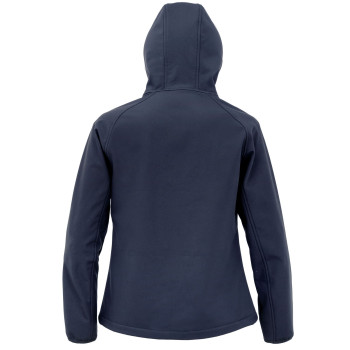 Recycled 3-layer printable womens hooded softshell