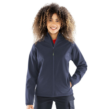 Recycled 3-layer printable womens hooded softshell