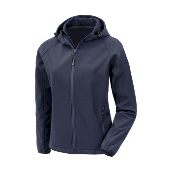 Recycled 3-layer printable womens hooded softshell