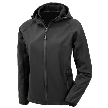 Recycled 3-layer printable womens hooded softshell