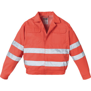 REFLEX  Giubbino 60% cotone 40% poliestere, collo a camicia in doppio tessuto, chiusura con bottoni, 2 taschini, maniche con polsini con chiusura a bottone, cintura in vita doppio tessuto con chiusura frontale ad asola e bottone. 2 elastici inseriti later