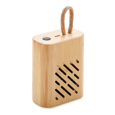 Speaker altoparlante personalizzato con logo - REY - Speaker wireless Bamboo da 3W