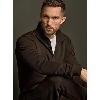 Ribbed Interlock Half Zip